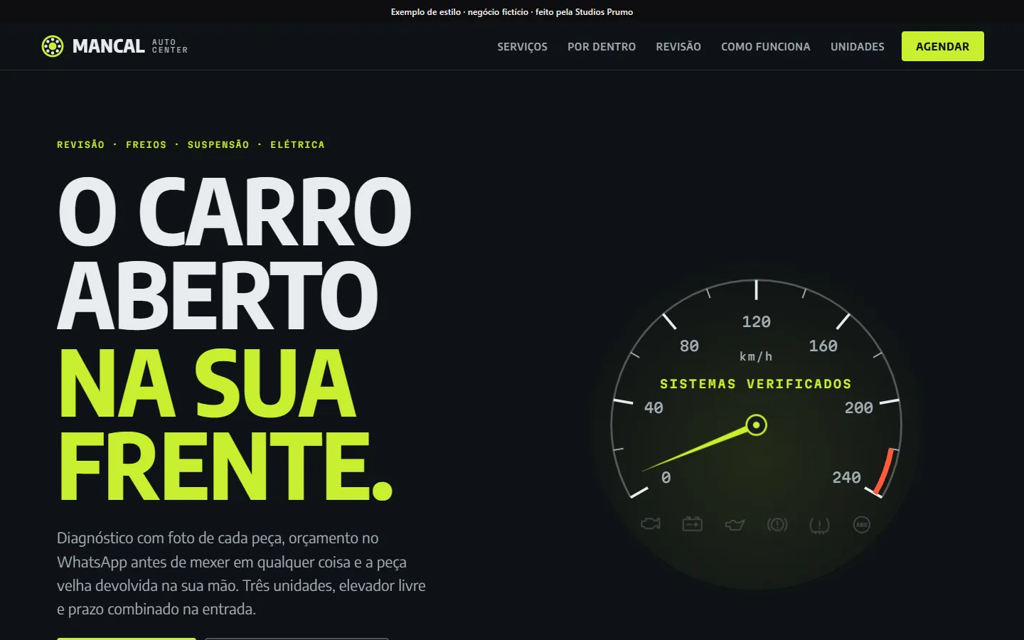 Exemplo de site: Mancal Auto Center, negócio fictício