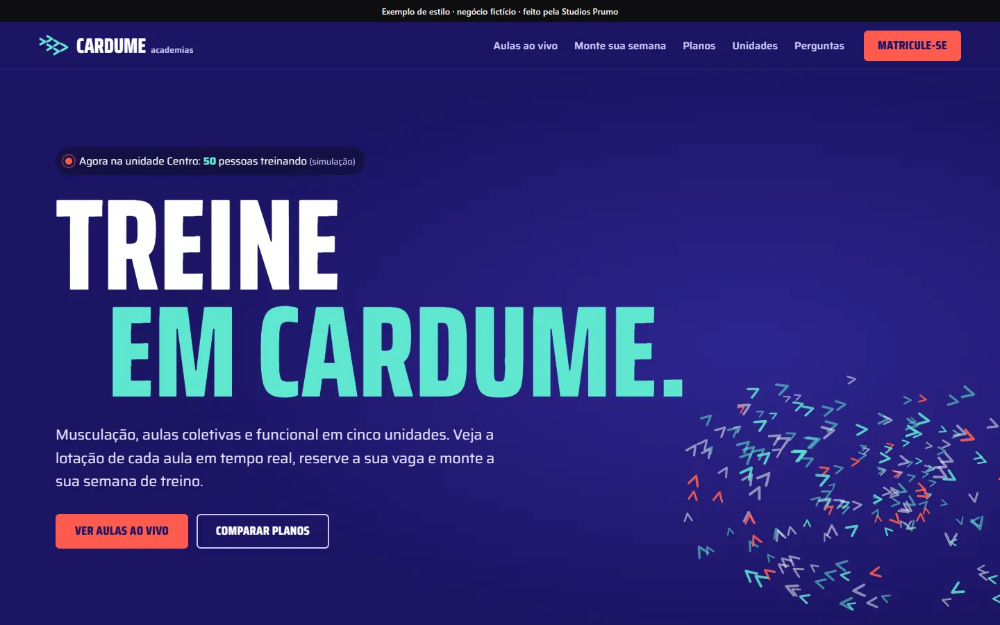 Exemplo de site: Cardume Academias, negócio fictício